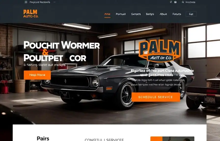 Auto shop website mockup